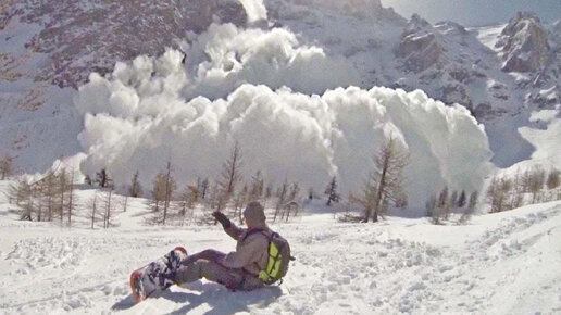 Огромные снежные лавины которые сняли на камеру!