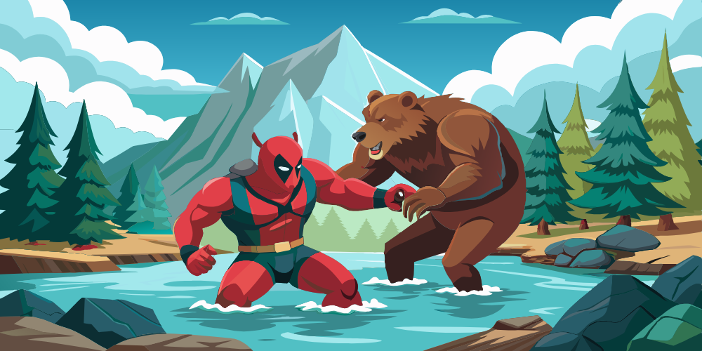 Дедпул на Алтае Дерется с медведем