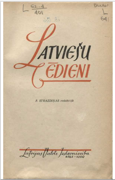 "Latviešu ēdieni" (1962) Rīga