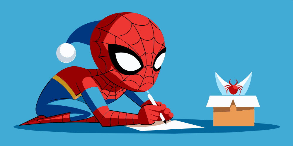 человек паук пишет письмо деду морозу