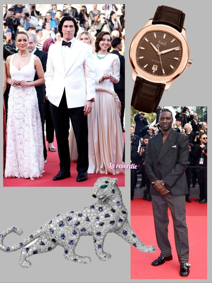 Адам Драйвер (в картине он играет Цезаря Каталина) в костюме Burberry и часах с корпусом из розового золота Piaget Polo Date. Омар Си тоже надел Burberry, причём его клетчатые брюки каким-то образом связаны с принцем Уэльским, брошь Panthere de Cartier со вставками оникса и синих сапфиров, изумрудными кошачьими глазами и бесцветными бриллиантами