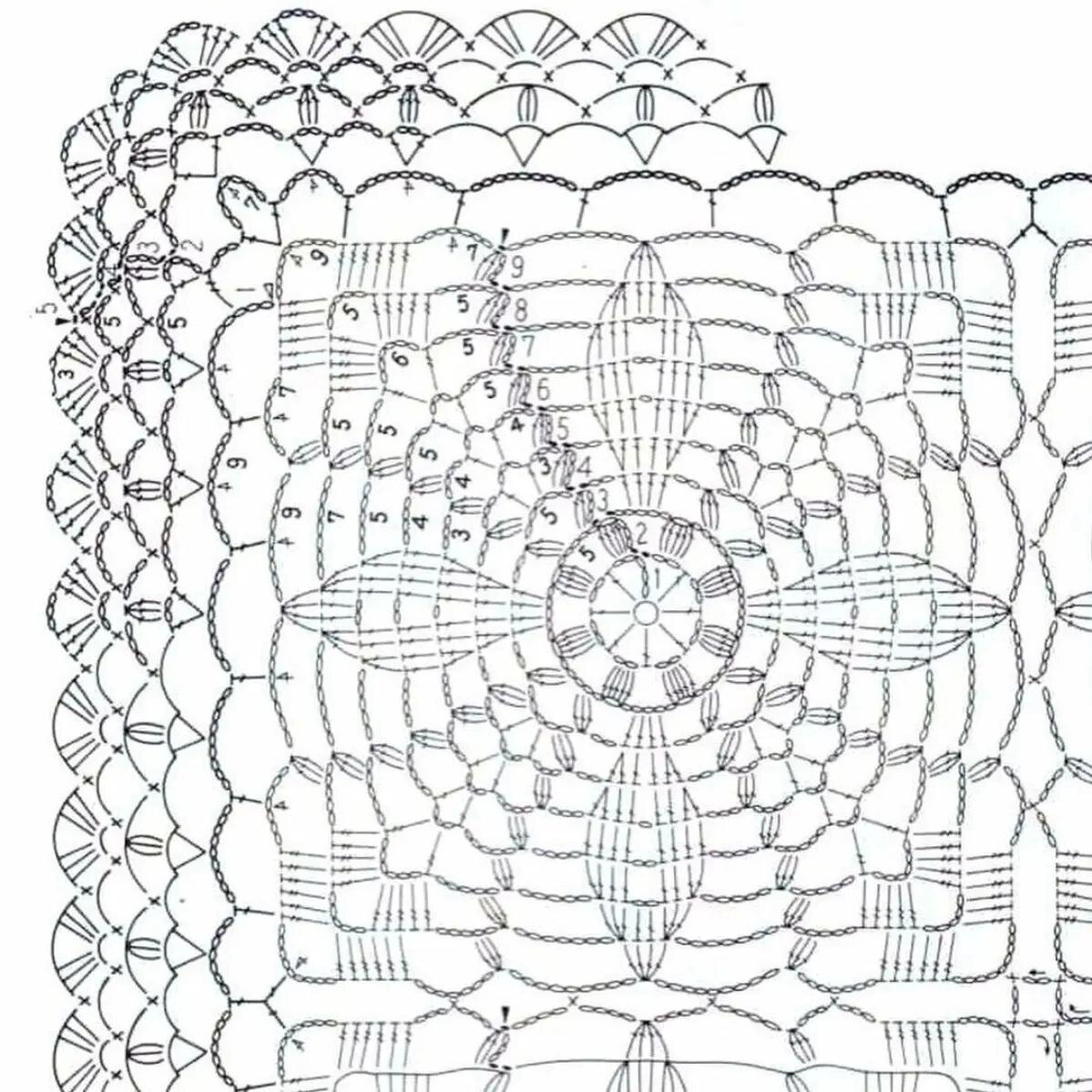 Ажурные скатерти крючком со схемами прямоугольные