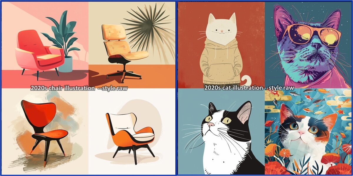 2020s chair (cat) illustration --style raw