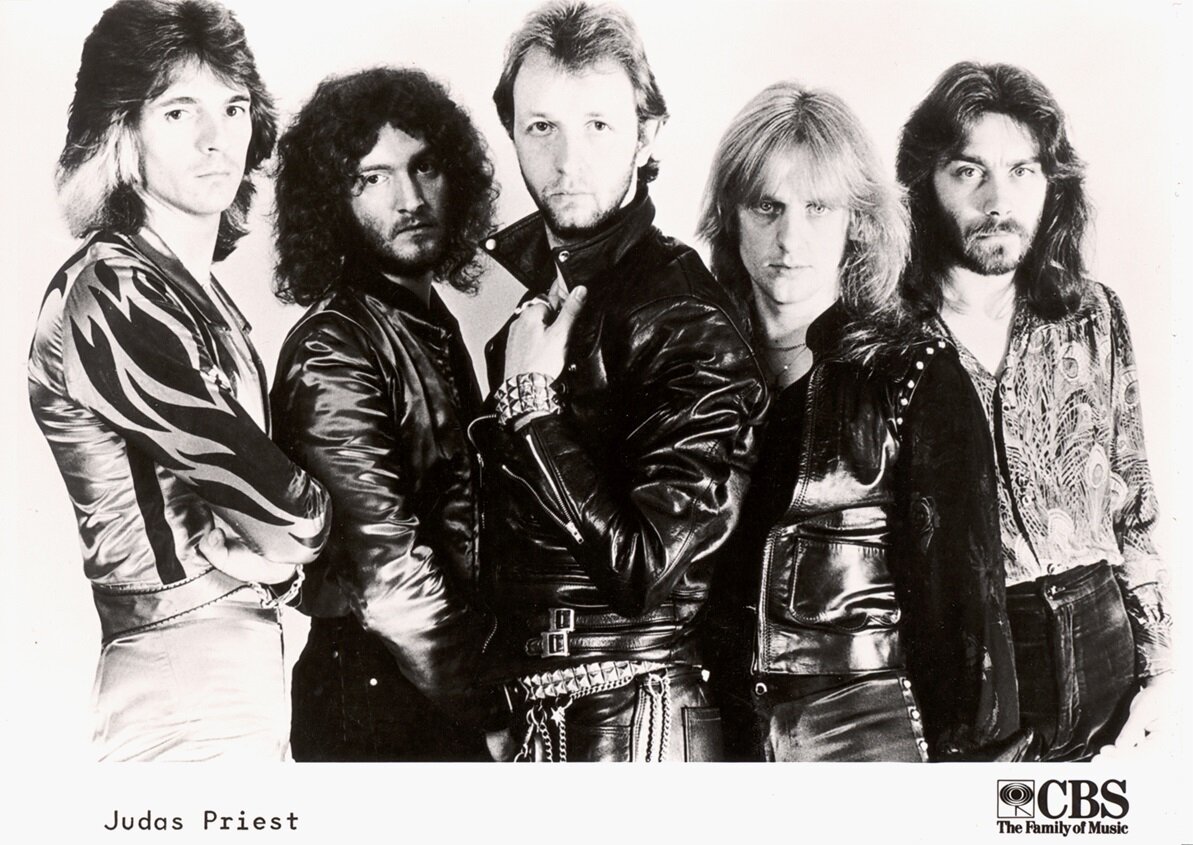 группа JUDAS PRIEST 1978-1979: Гленн Типтон, Лес Бинкс, Роб Хэлфорд, Кей Кей Даунинг и Иэн Хилл 