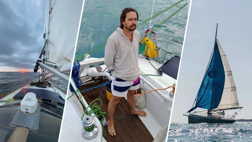 На среднем фото - капитан В. Г. Елагин. На фото слева и справа - яхта "Дочь Ветра".   ВКонтакте.