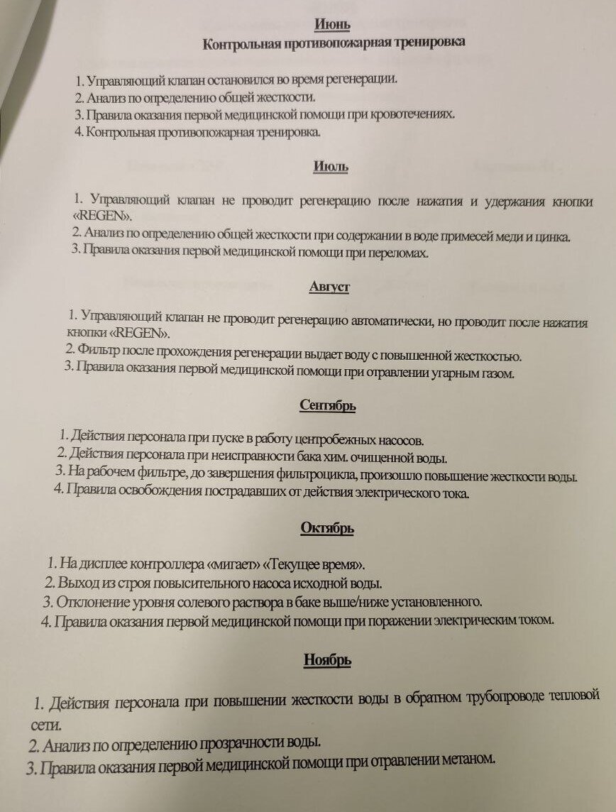 График проведения противоаварийных тренировок в 2024 году с аппаратчиками  ХВО котельной | Электрический поколебатель | Дзен