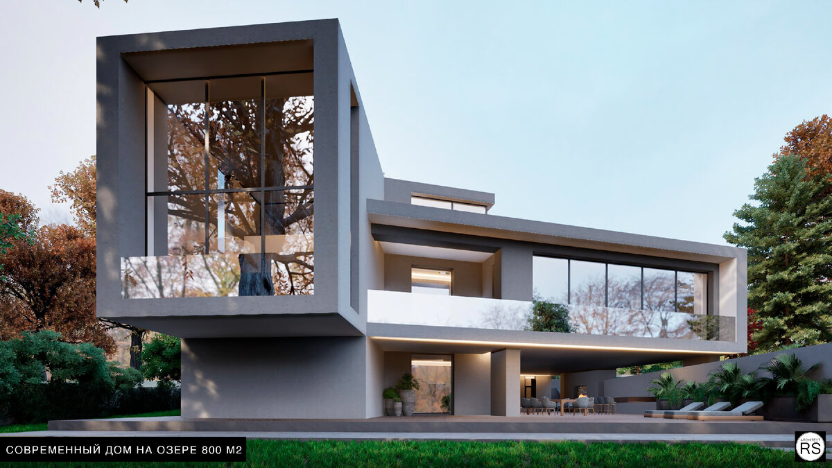 дом из стекла и бетона