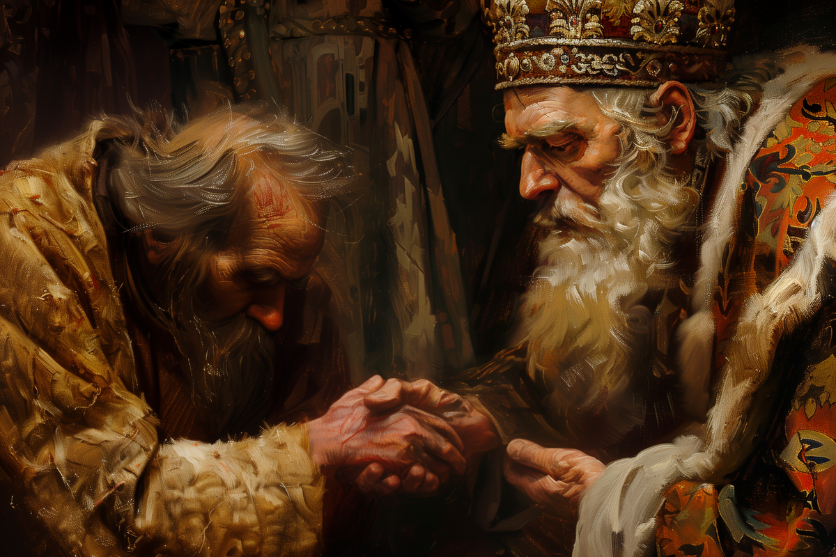 Люди искренне верили, что правитель может излечивать любые недуги «монаршьей десницей». Перед дворцом вечно толпились люди, жаждущие получить исцеление. Иллюстрация Эпос Клио, CC BY 4.0