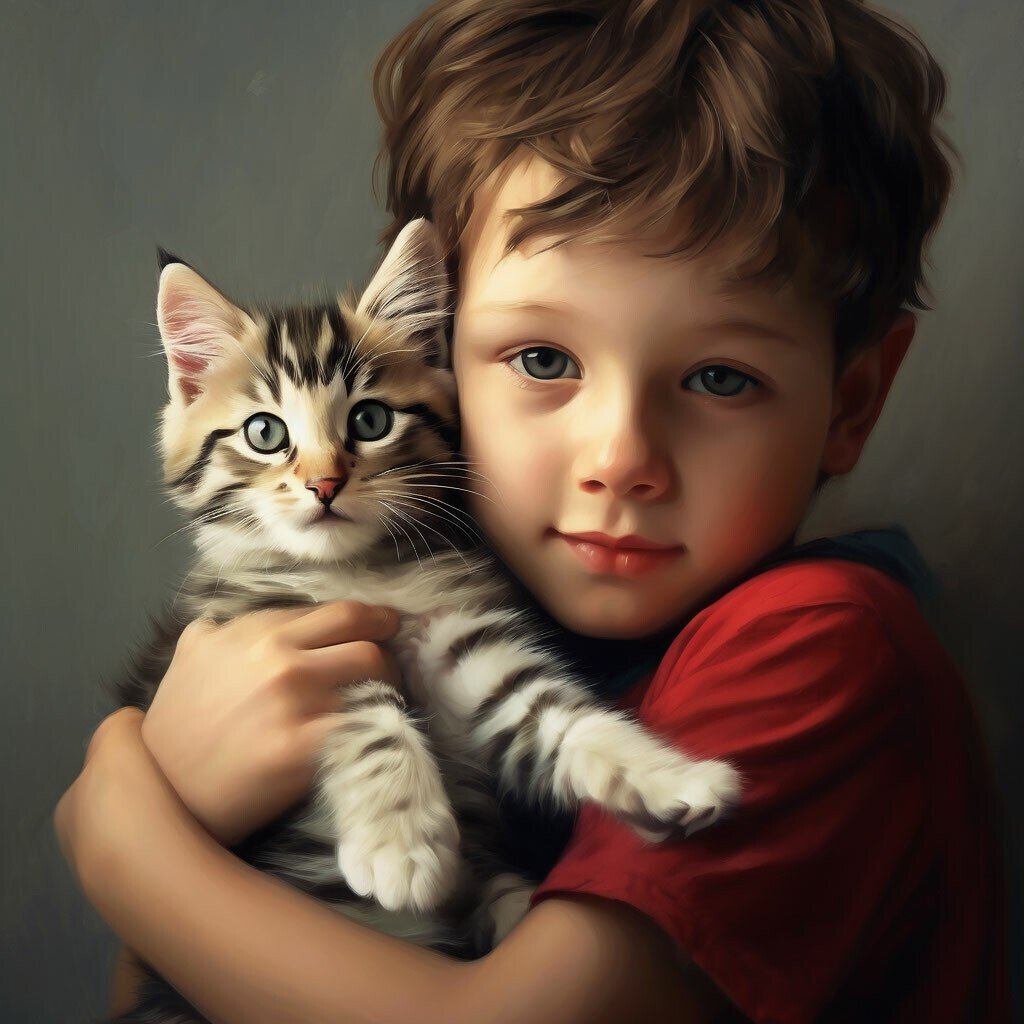 Котенок и ребенок (Шедеврум)