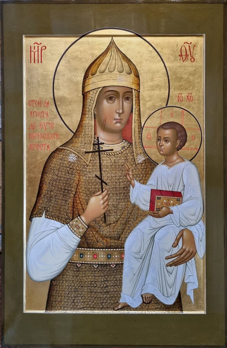 Икона Богородицы Русская  или Взбранная Воевода. 2022 год. Московская Иконописная Мастерская. Дерево, паволока, левкас, яичная минеральная темпера, золото. 120 х 90 см.