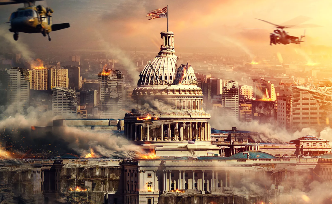 Кадр их х/ф "Гражданская война" ("Civil War"), который почему-то российские локализаторы нарекли "Падение империи"