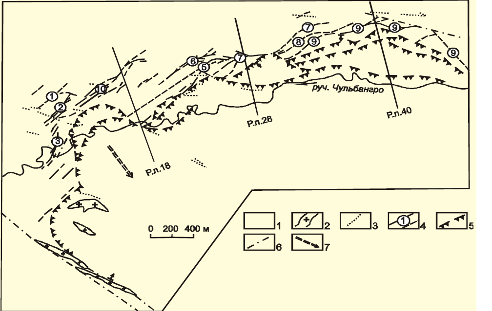 © Государственный геологический музей им. В.И. Вернадского РАН / GeologyScience Wiki (Структурная схема месторождения «Бамское», 1998 г.)
