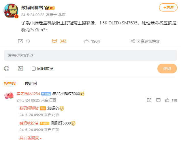 Пост Digital Chat Station в Weibo
