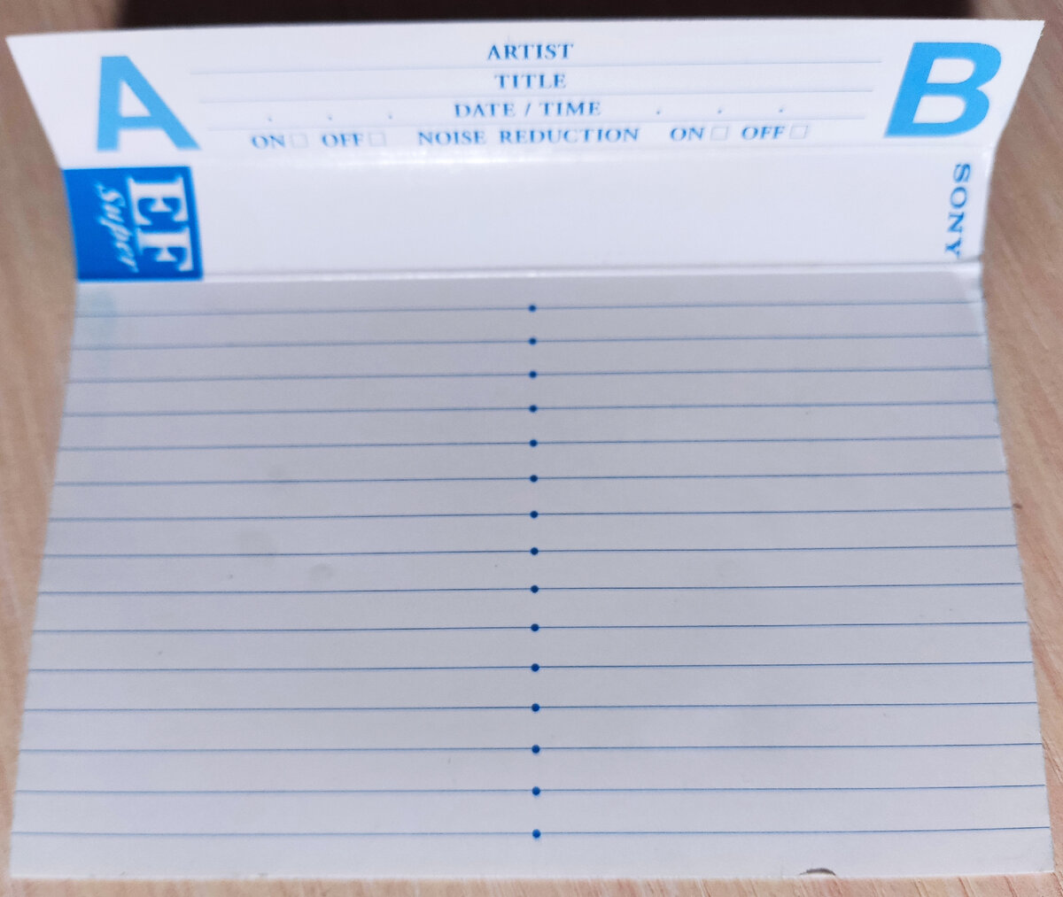 Обратная сторона вкладыша кассеты № 113