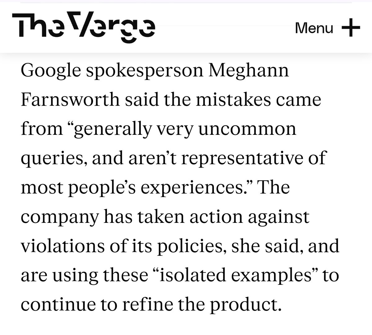 Комментарий Google о том, что скоро все будет хорошо