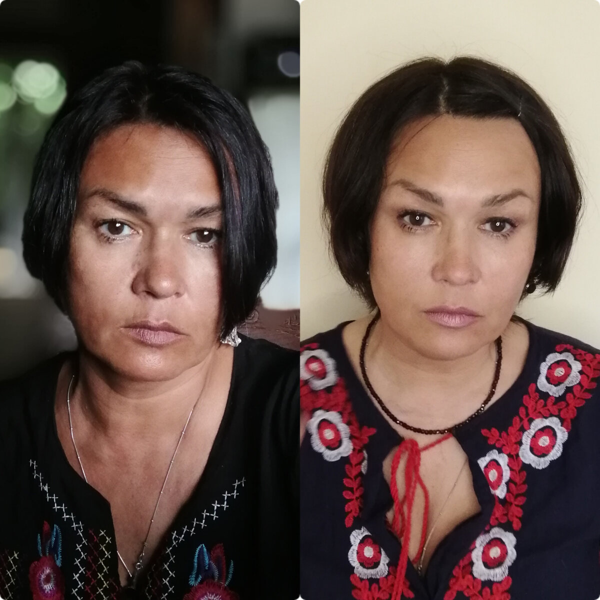 Слева это я в 2020 году. я тогда была под сильными порчами. А вторая справа - это я сейчас апрель 2024 год. Сейчас мне 54.