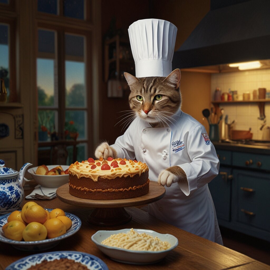 This cat is making a cake