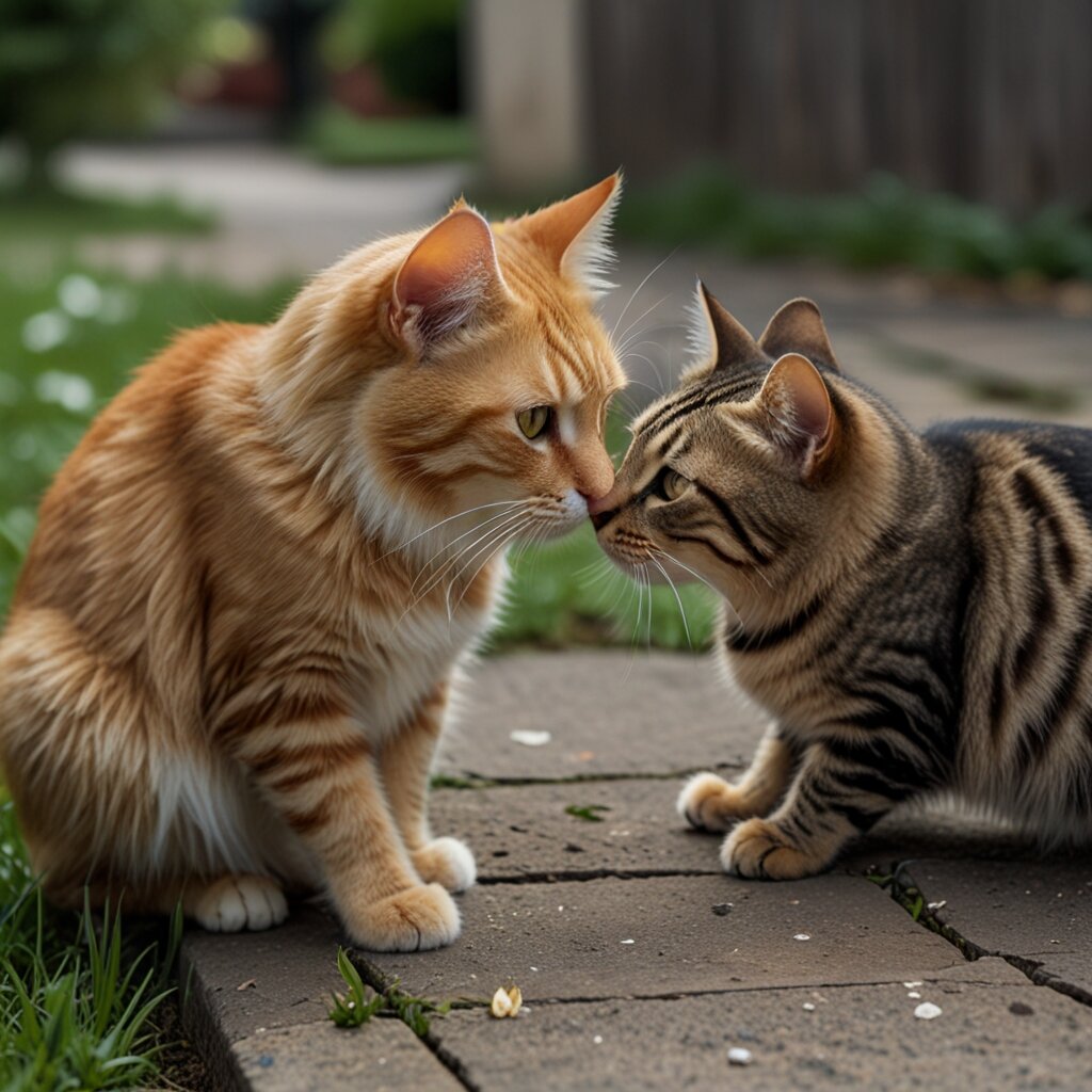 A cat is making friends now