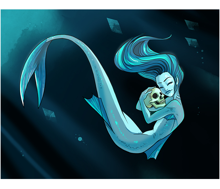 Обложка 2 главы. Мило обнимает черепушку, правда?