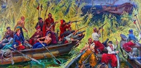 Казаки перед атакой на судно