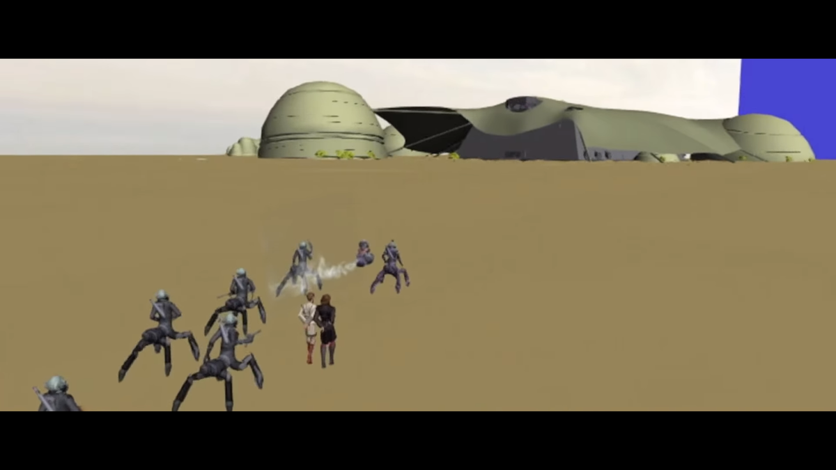 Сырые анимации. Как гласит дисклеймер, это предфинальные раскадровки, одобренные Лукасом и Филони, которые на следующем этапе должны были получить необходимую графическую  доработку. 