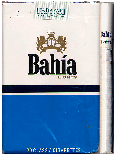 "Bahia" Lights. Парагвай, 2003 год. 20 штук с фильтром в мягкой упаковке. Производитель: "Tabapar S.A.", владелец торговой марки: "Tabapar S.A.".