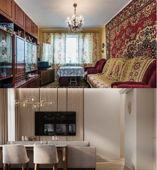 между этими  ИНТЕРЬЕРАМИ сколько лет?)