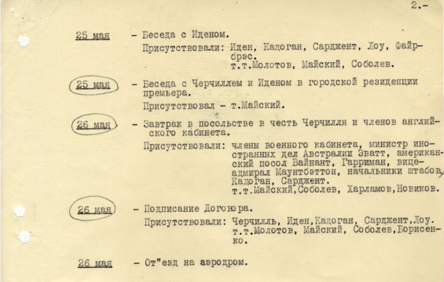 Из дневника переговоров Молотова в Лондоне. Фрагмент
