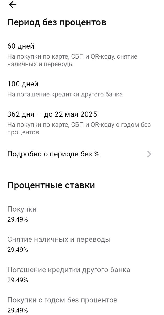 Данные из личного кабинета по карте "Целый год без % на любые покупки" от Альфа-Банка