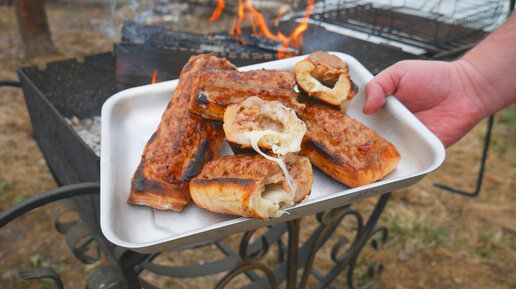 Гриль-Сэндвич на мангале. Быстрый завтрак на углях.