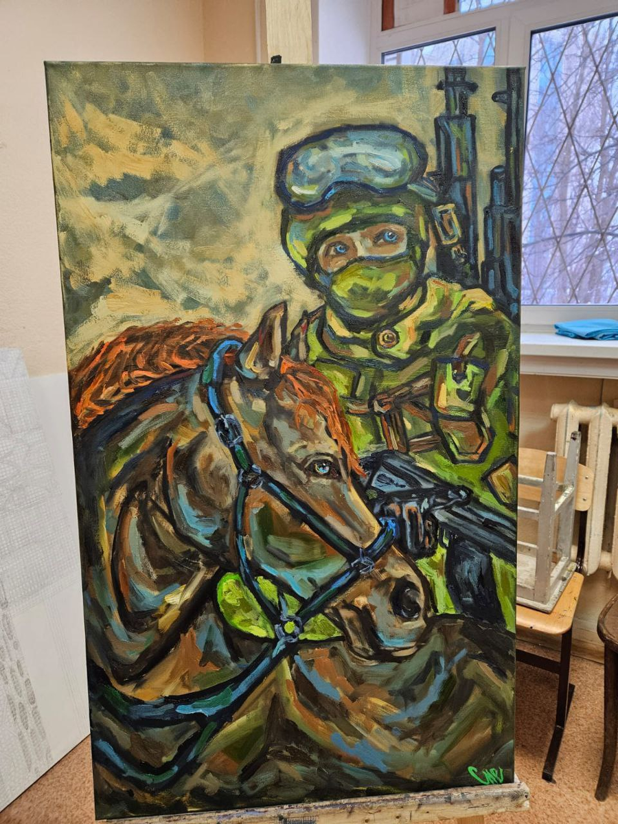 Cнежана Петрунина "Друг",100 × 80, Холст, масло, 2023 год