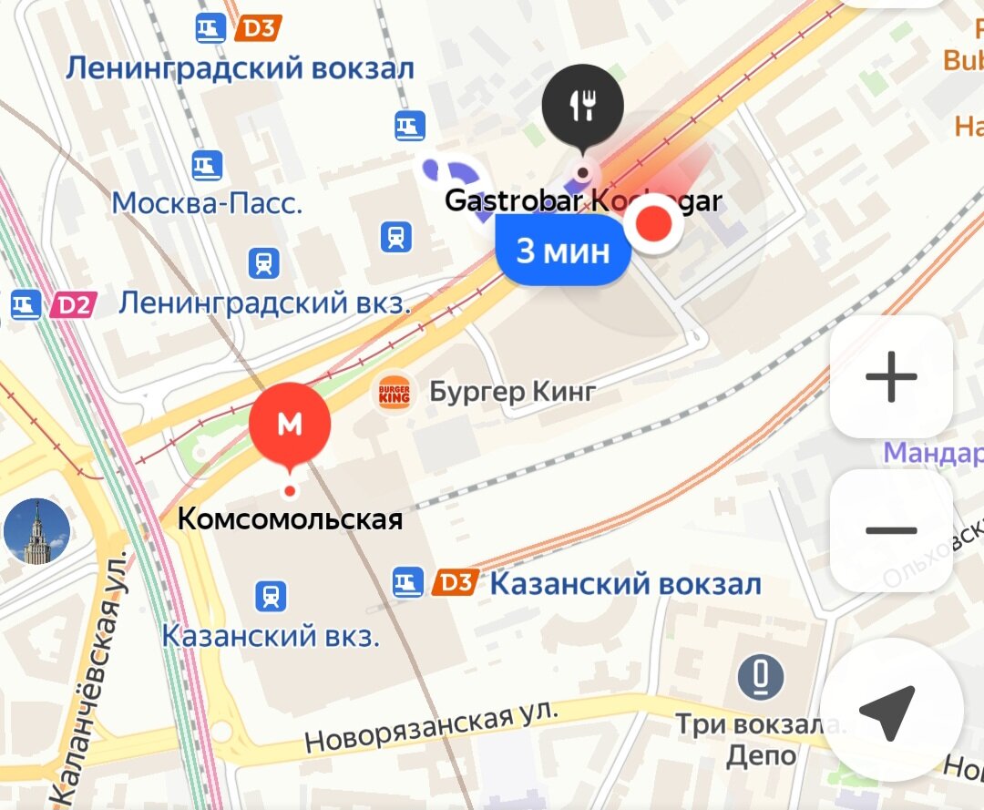 Расположение гастробара "Кочегар" на Яндекс карты