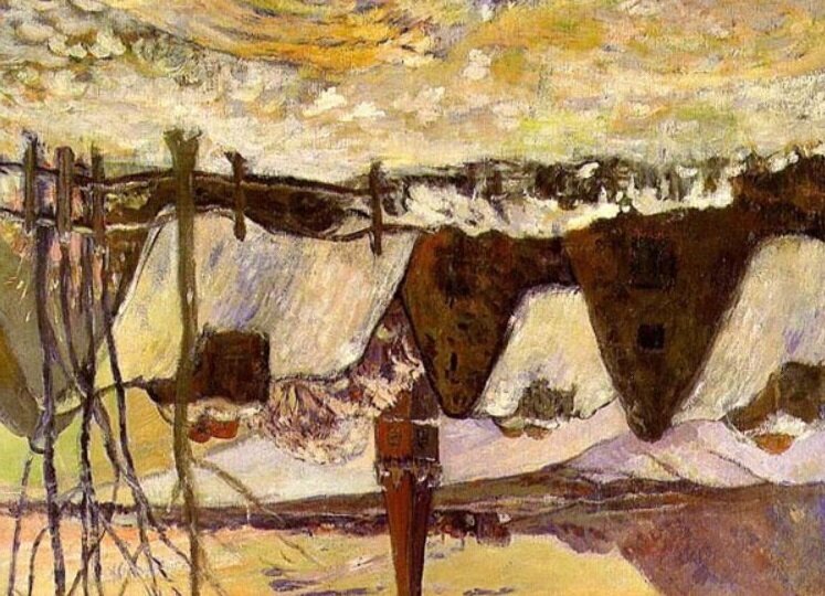 П. Гоген, "Бретонская деревня в снегу". В таком виде картину продали под названием "НИагарский водопад"...
