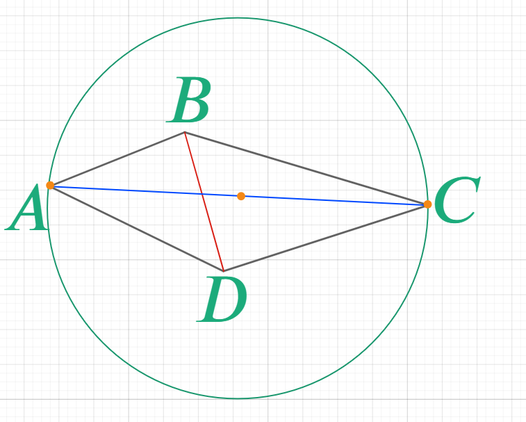 Тогда точки B и D лежат внутри окружности с диаметром AC