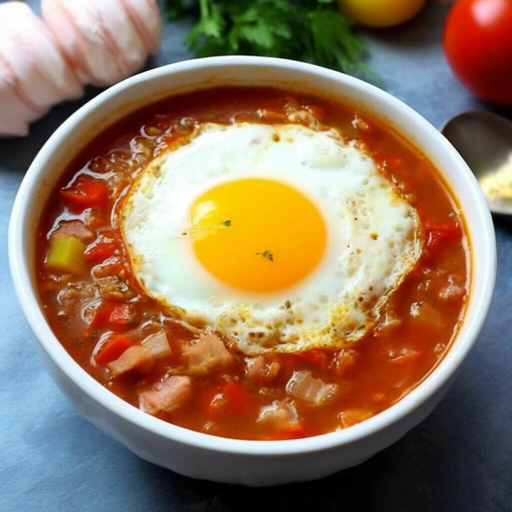 Суп гречневый с зажаркой , колбасой и яйцом