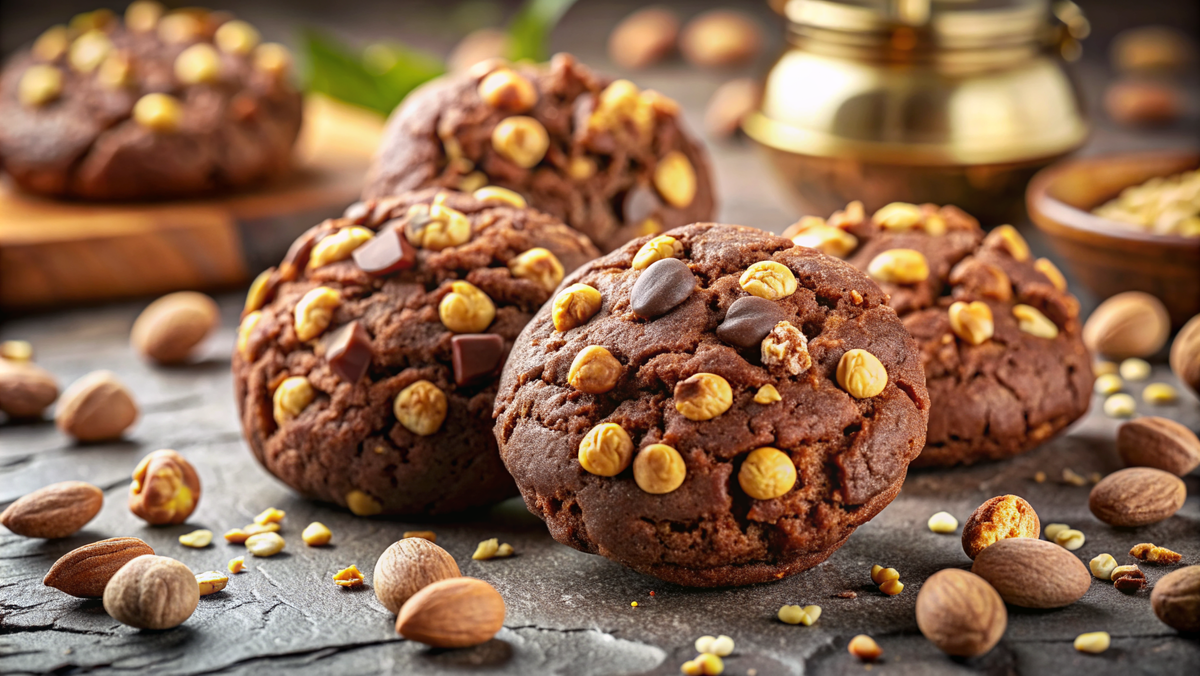 Шоколадное печенье с орехами