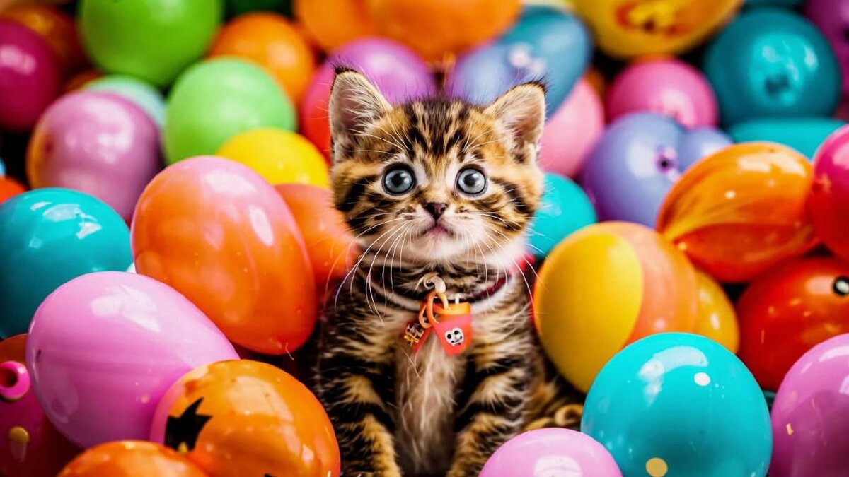 Котики и шарики  - идеальный союз!