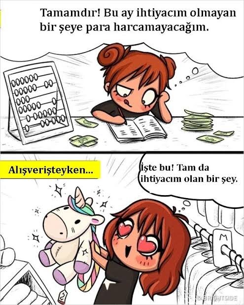 "Готово! В этом месяце не буду тратит деньги на вещи, которые мне не нужны". На шопинге: " Вот! Это то, что мне нужно".