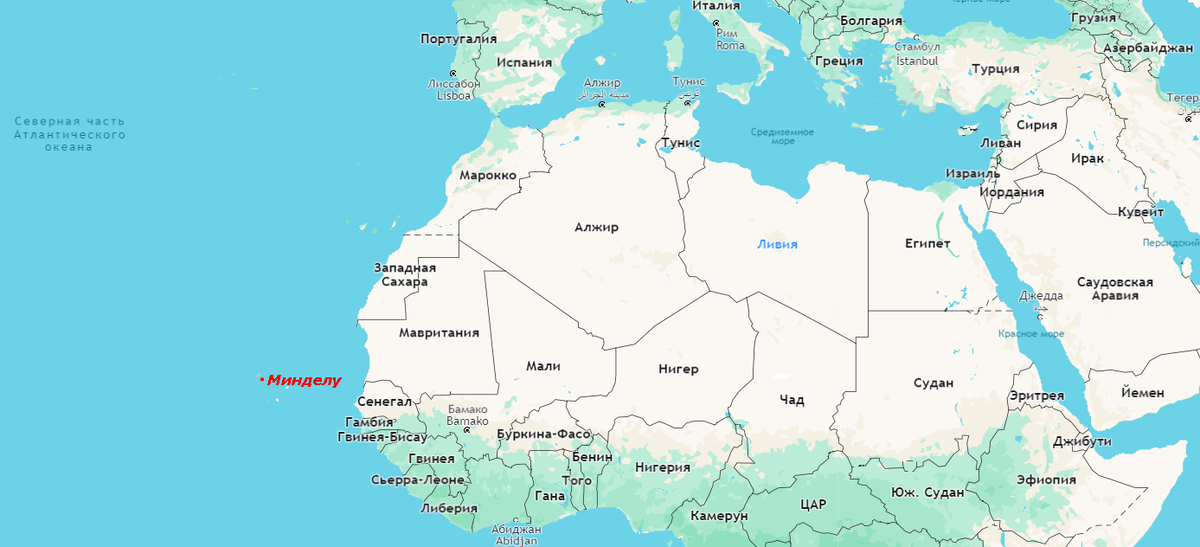 Минделу на картах Google Maps