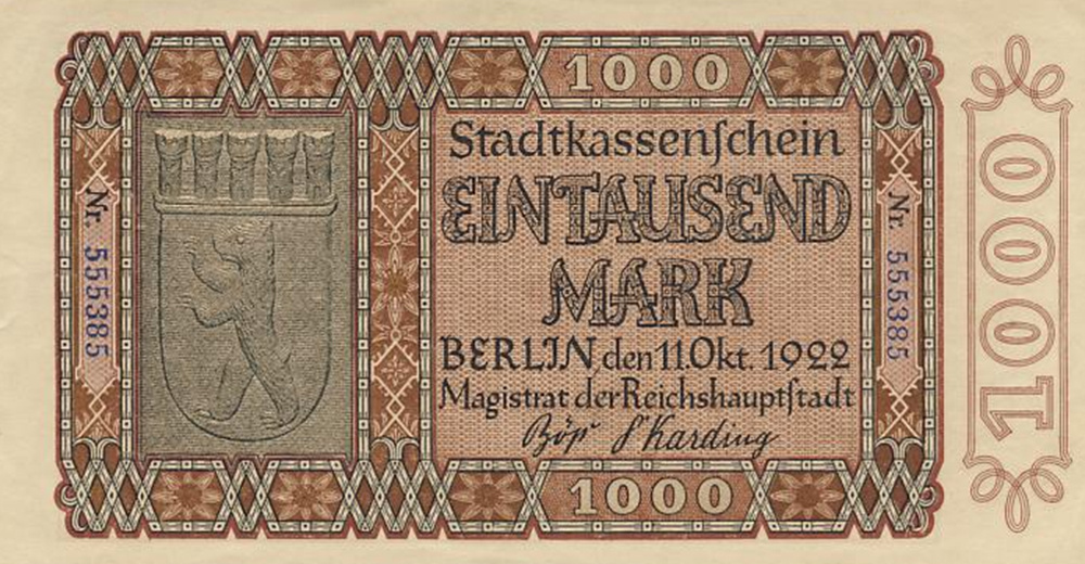Берлин. 1000 марок 1922 года (аверс)