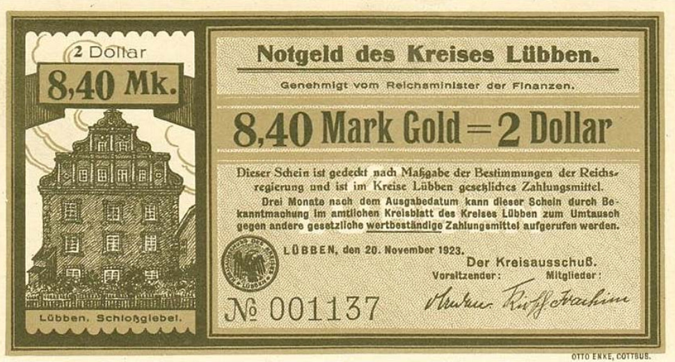 Район Люббен. 8,40 золотых марки