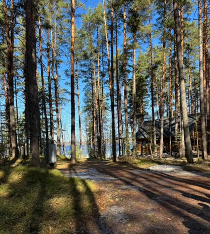 Рис. 1 Вид на Суходольское озеро с прогулочной тропы на территории загородного клуба "Дача" (фото сделано автором)