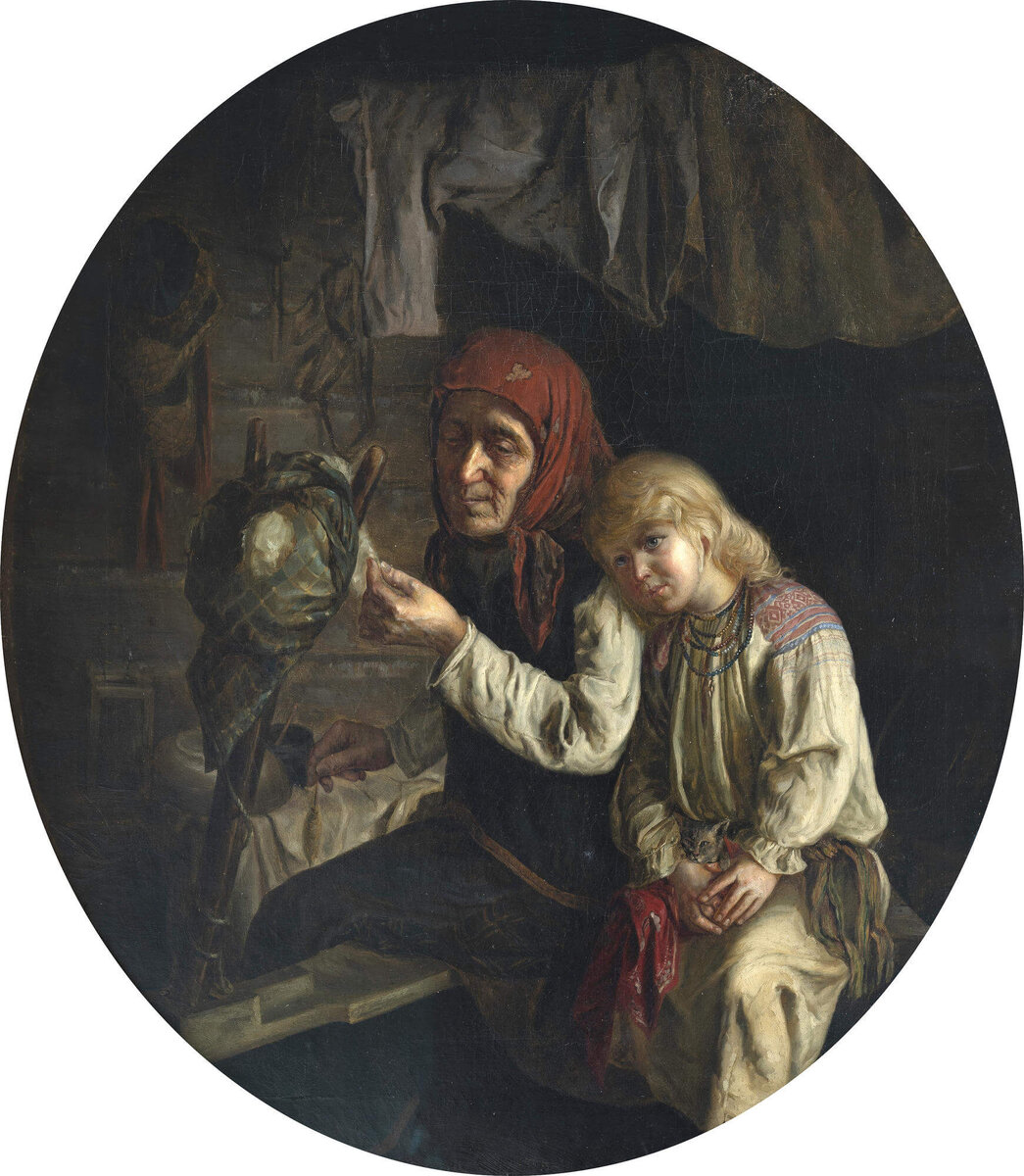 Григорий Григорьевич Мясоедов: Урок пряжи, 1859