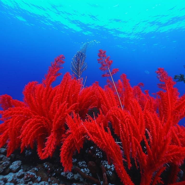 Красные водоросли, обитающие на глубине свыше 100 метров, с фикоэритрином и фитоцианином