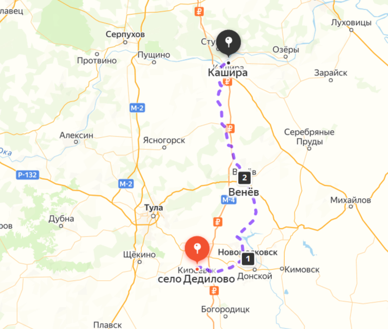 План немцев по обходу Каширы. Яндекс.Карты