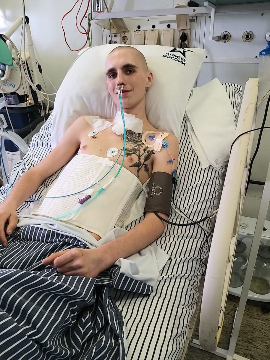 Сергей Ягодкин после операции в реанимации госпиталя