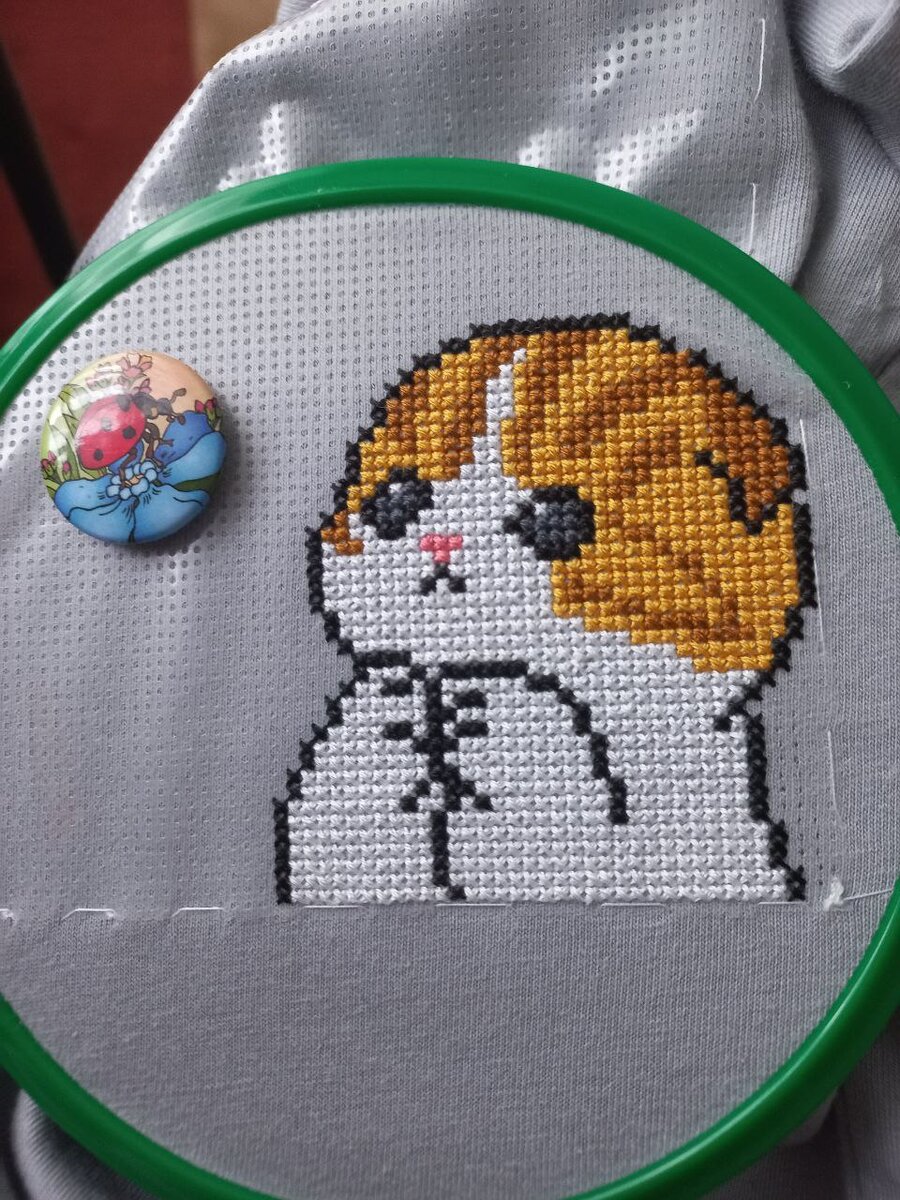 В процессе. Кот Персик по схеме Евгении Виноградовой, набор "Мир вышивки"