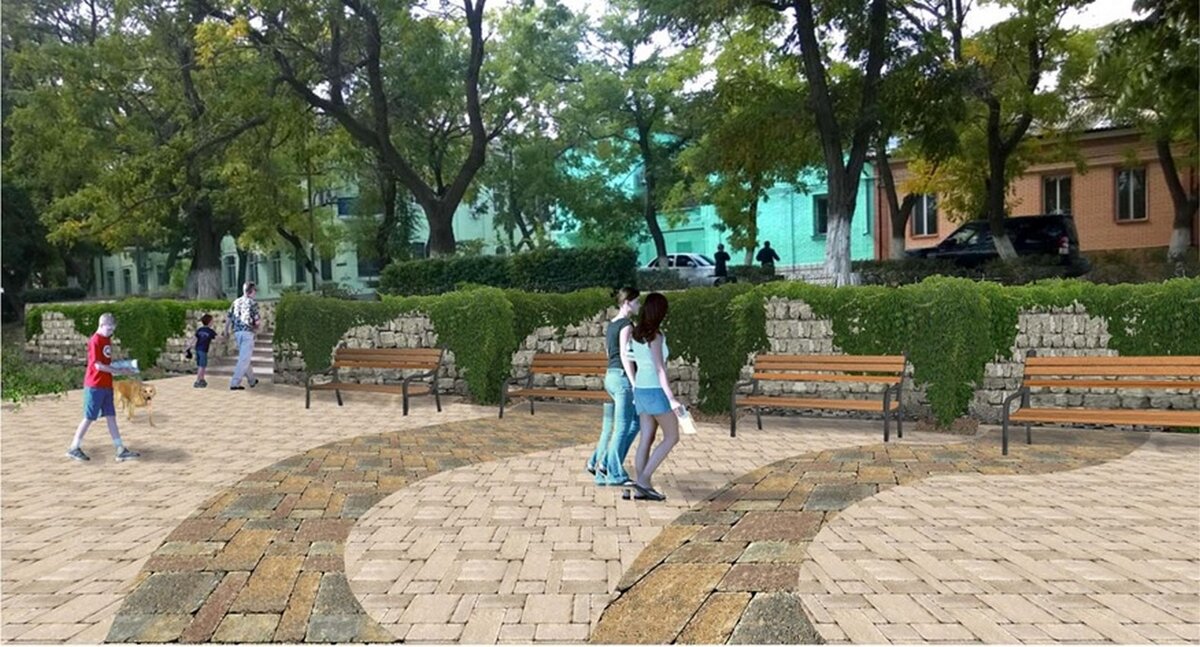 Уличное покрытие и оформление подпорных стен