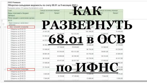 Как развернуть счет 68.01 (НДФЛ) по ИФНС в ОСВ в 1С Бухгалтерии