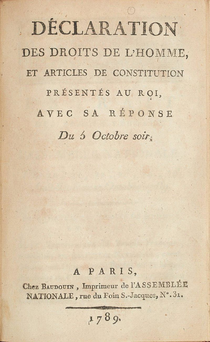 Декларация прав человека и гражданина (фр. Déclaration des Droits de l'Homme et du Citoyen), (1789 г.).